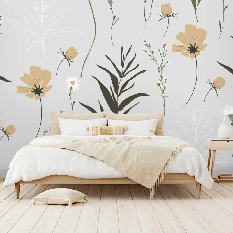 Fototapete zartes pastellmuster mit wildblumen