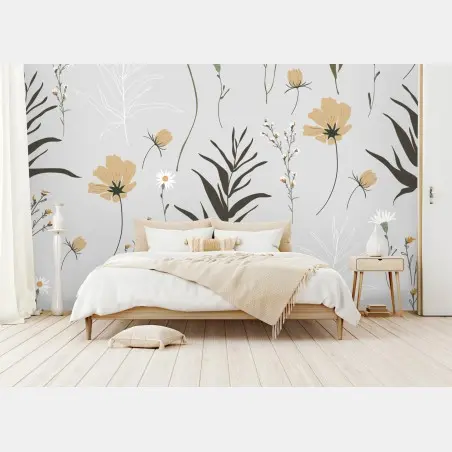Fototapete zartes pastellmuster mit wildblumen – Pixers®