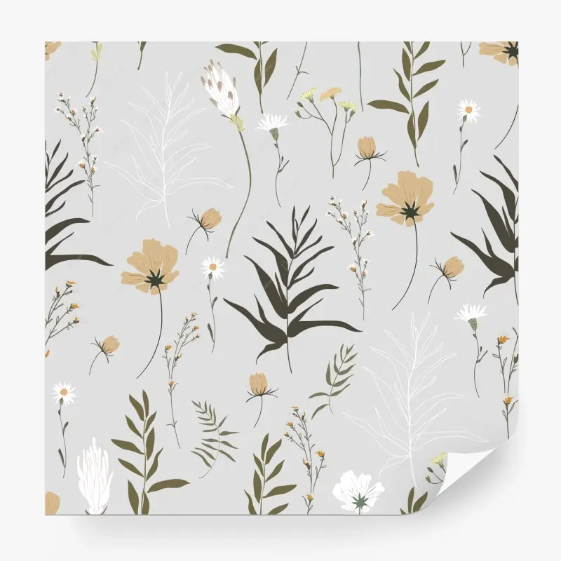 Fototapete zartes pastellmuster mit wildblumen