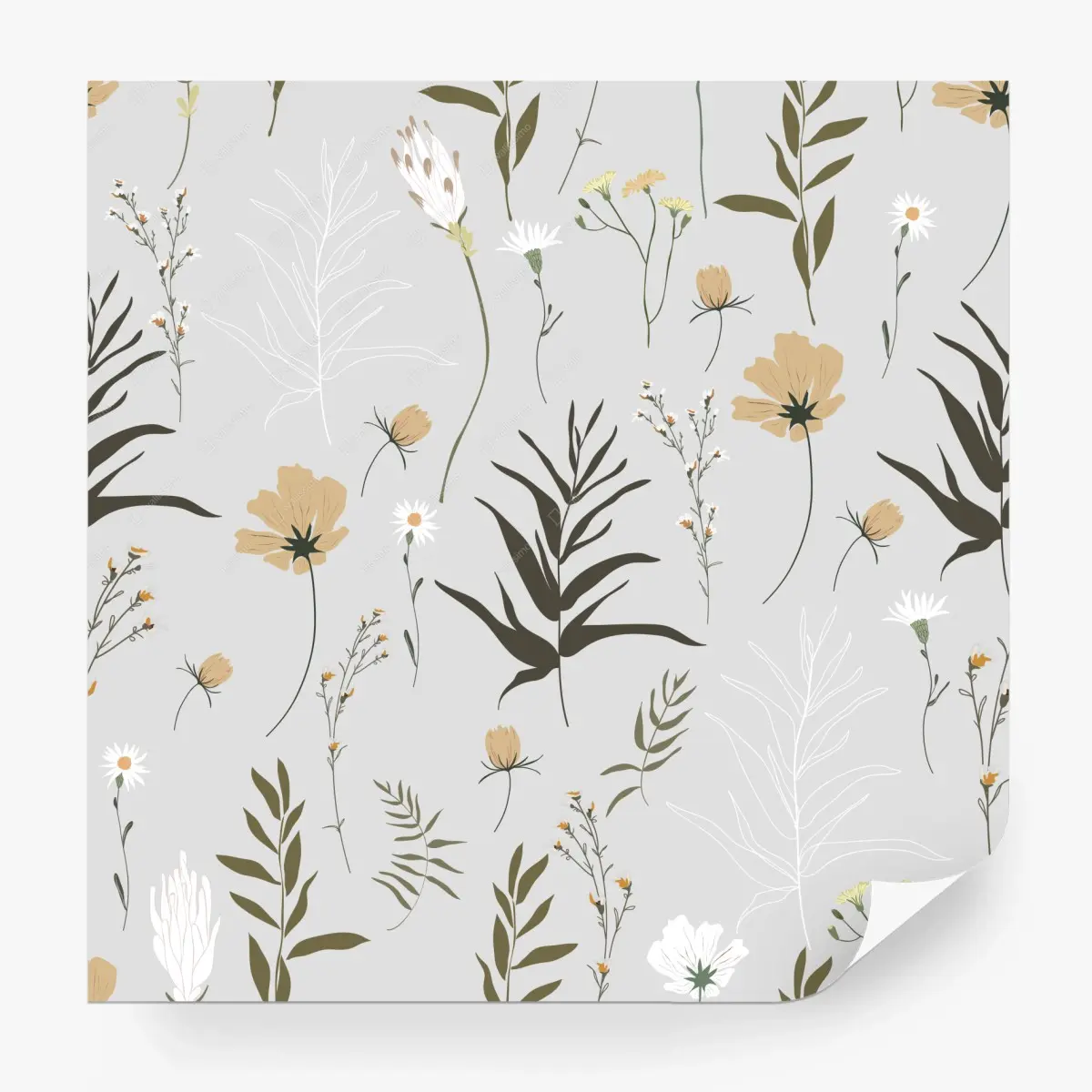 Fototapete zartes pastellmuster mit wildblumen – Pixers®
