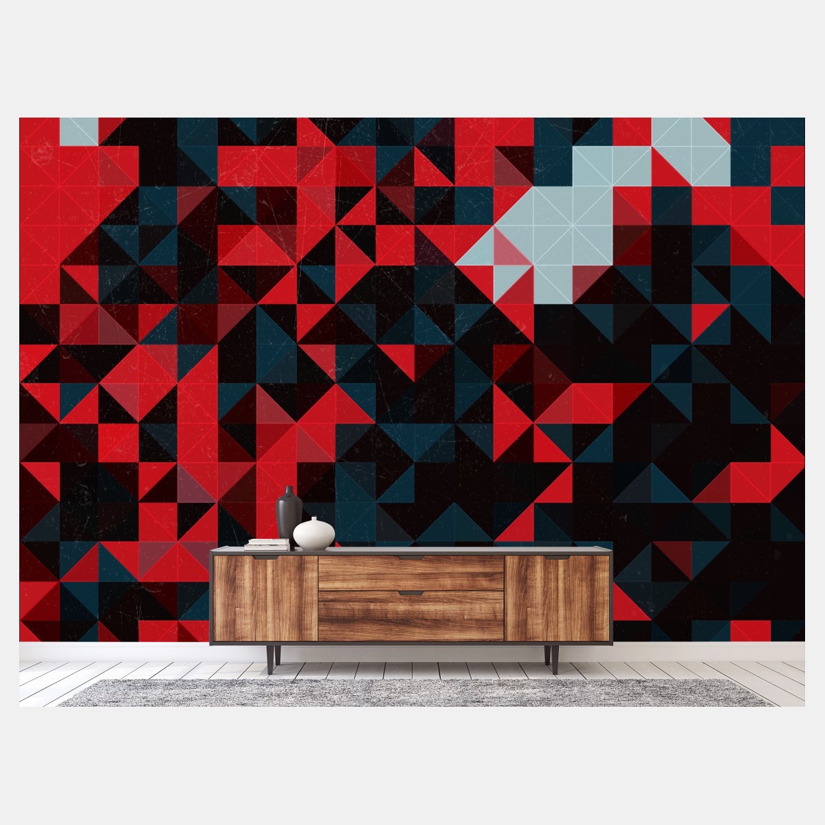 Fototapete fettes rotes geometrisches mosaik – Pixers®