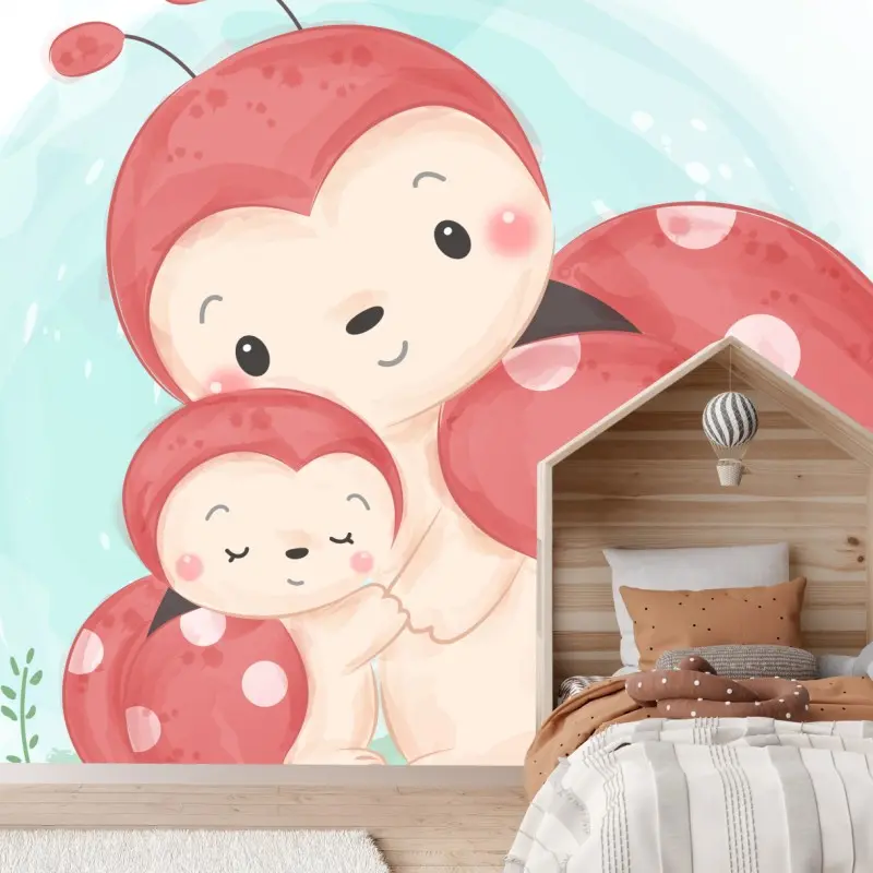 Fototapete niedlicher marienkäfer mutter und baby