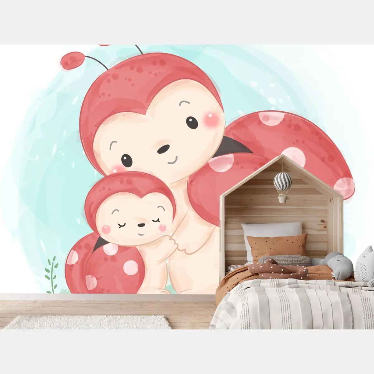 Fototapete niedlicher marienkäfer mutter und baby – Pixers®