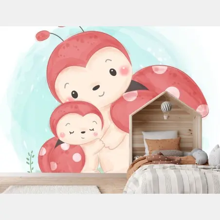 Fototapete niedlicher marienkäfer mutter und baby – Pixers®