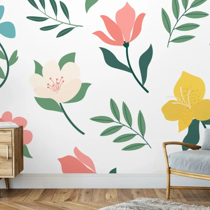 Fototapete zartes pastell blumenmuster
