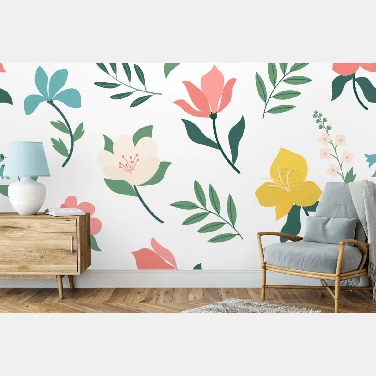 Fototapete zartes pastell blumenmuster – Pixers®
