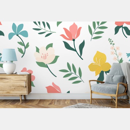 Fototapete zartes pastell blumenmuster – Pixers®