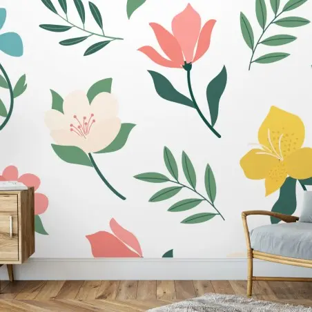 Fototapete zartes pastell blumenmuster