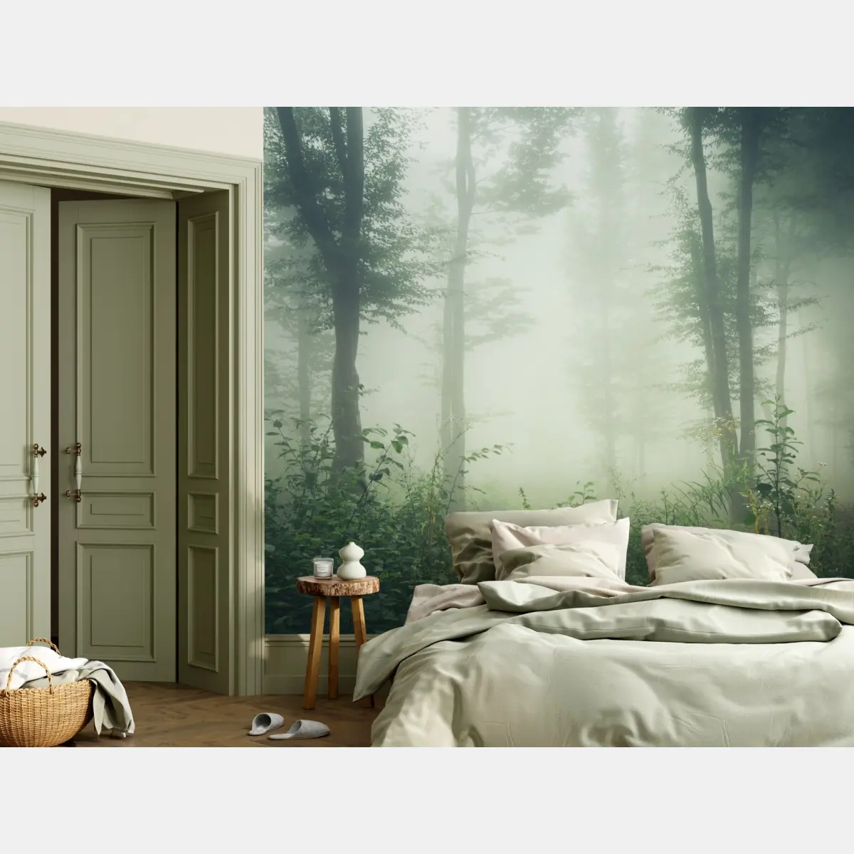 Fototapete nebliger wald am morgen – Pixers®