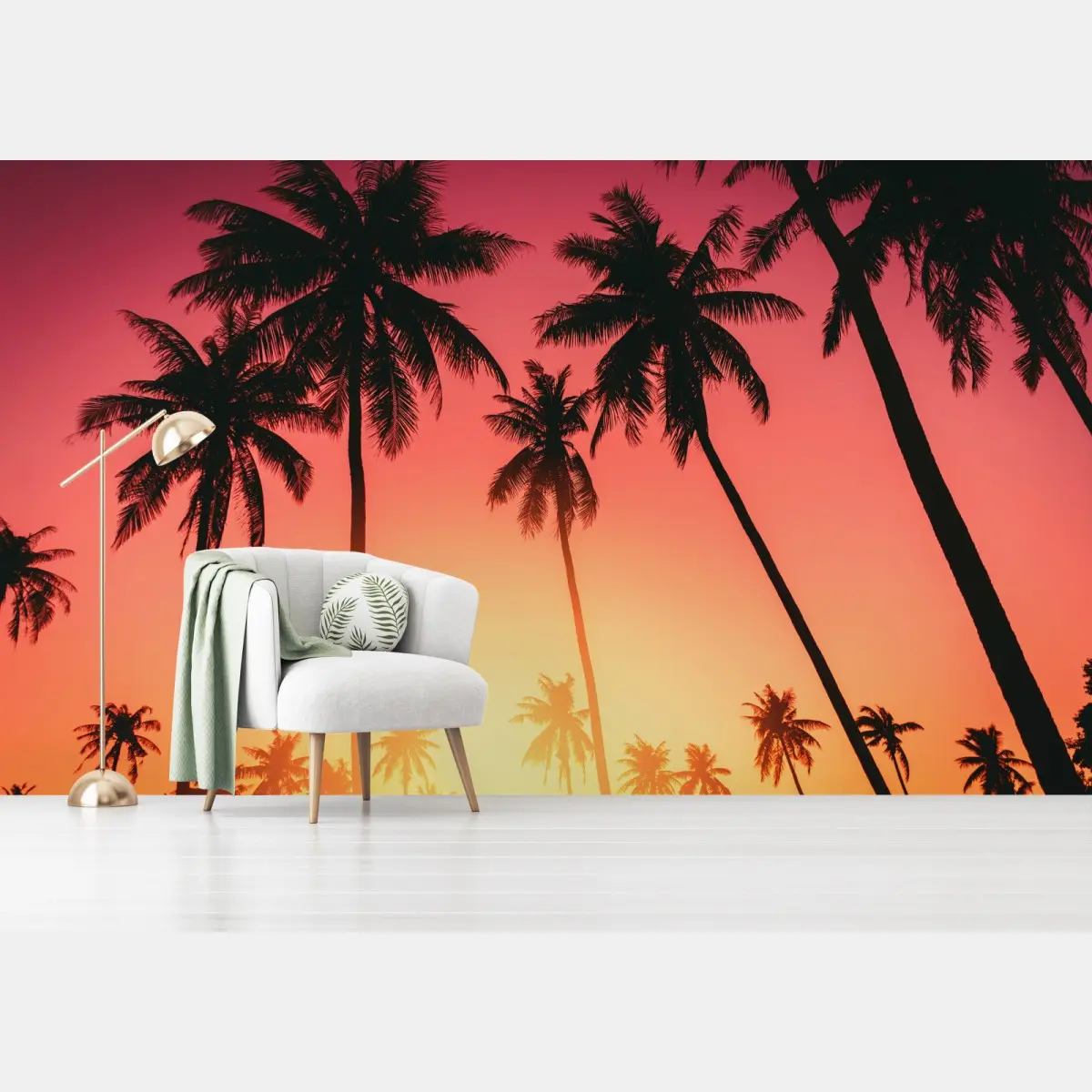 Fototapete tropischer sonnenuntergang mit palmen – Pixers®