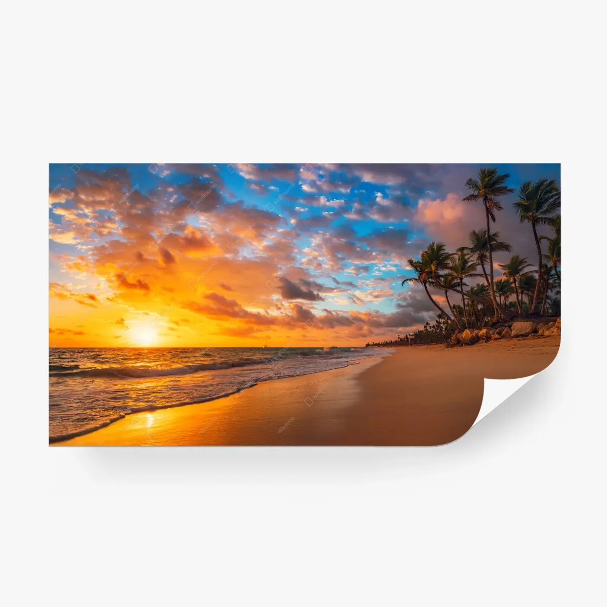 Fototapete goldener sonnenaufgang am tropischen strand – Pixers®