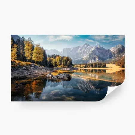 Fototapete herbstliche see-reflexionen bei Fusine – Pixers®