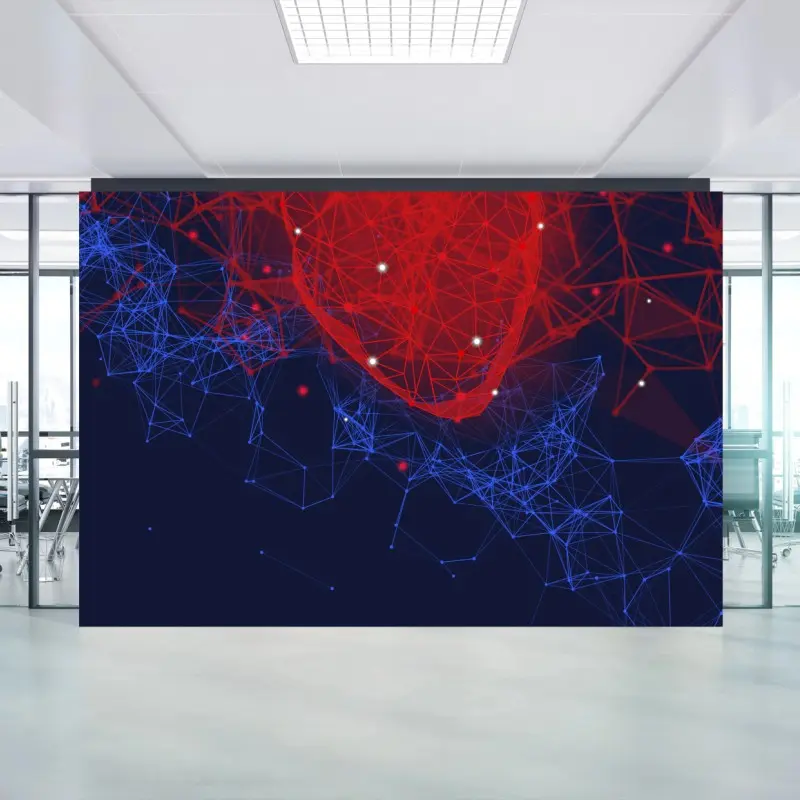 Fototapete rotes geometrisches herznetzwerk