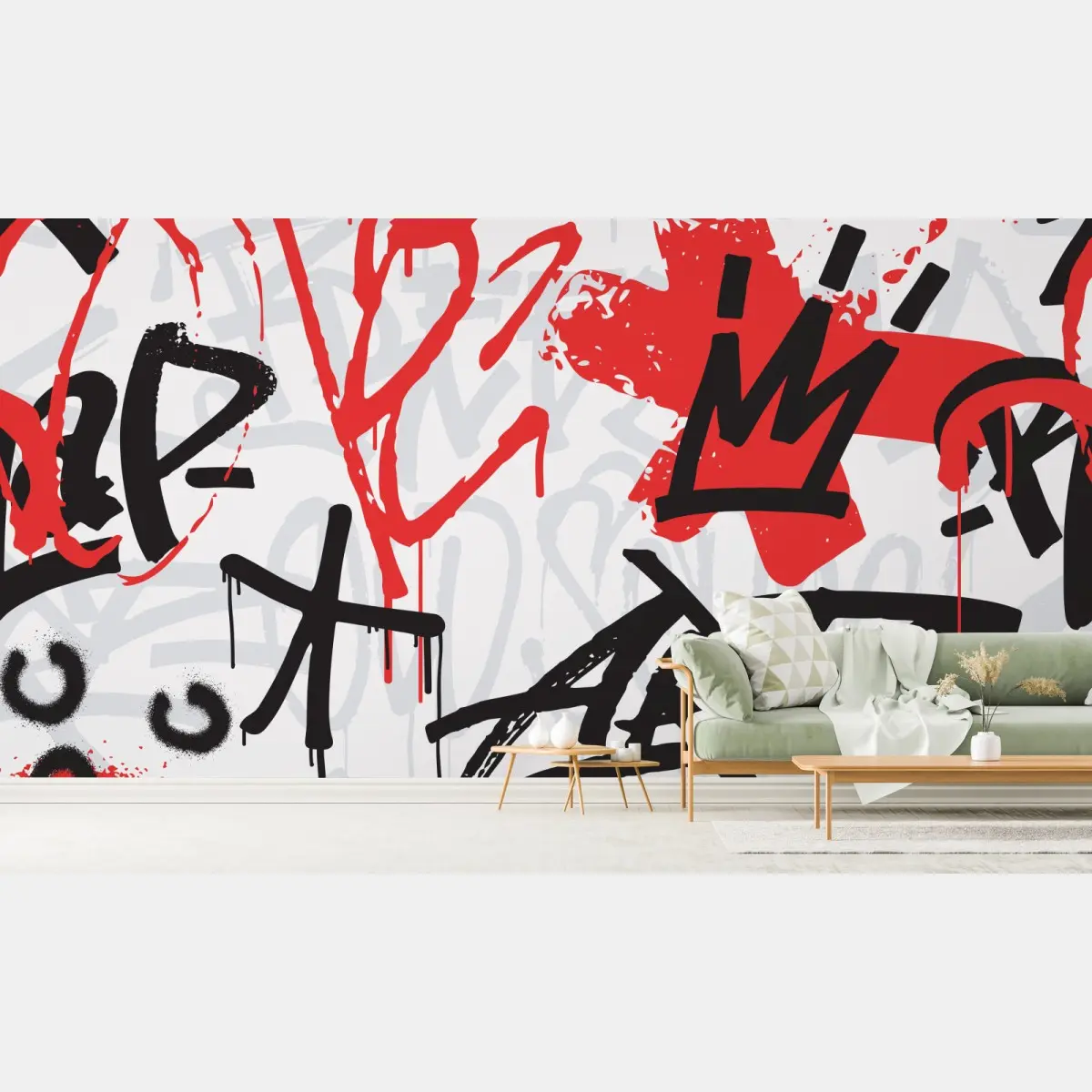 Fototapete kräftiges rotes graffiti mit krone – Pixers®