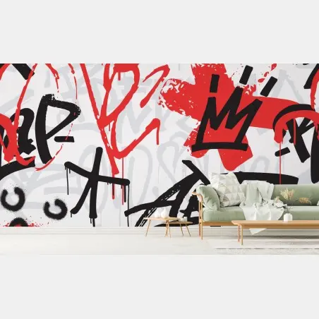 Fototapete kräftiges rotes graffiti mit krone – Pixers®