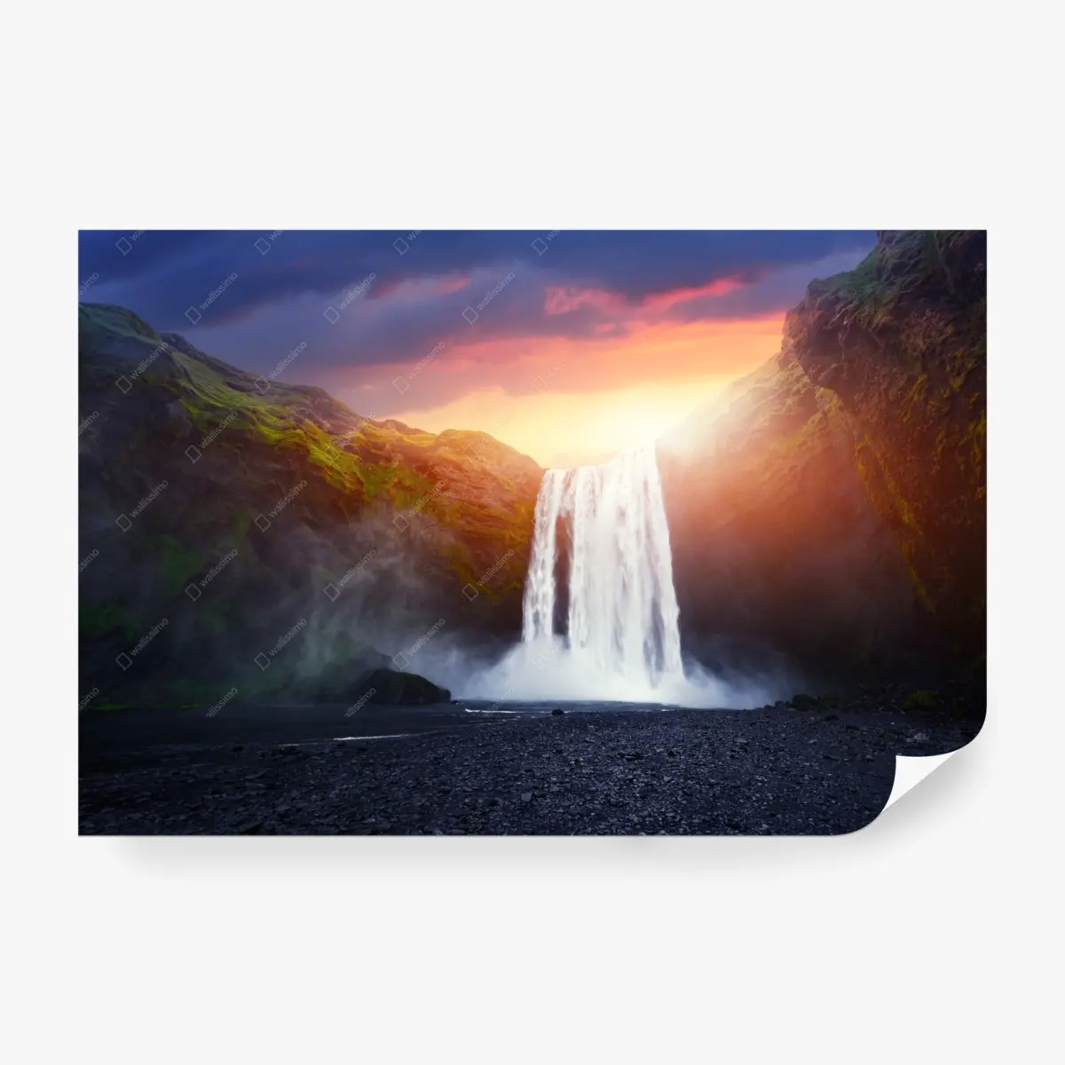 Fototapete sonnenuntergang am wasserfall – Pixers®