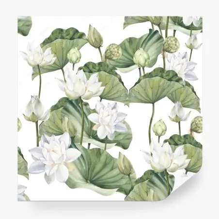 Fototapete weißer lotus aquarell botanisches muster – Pixers®
