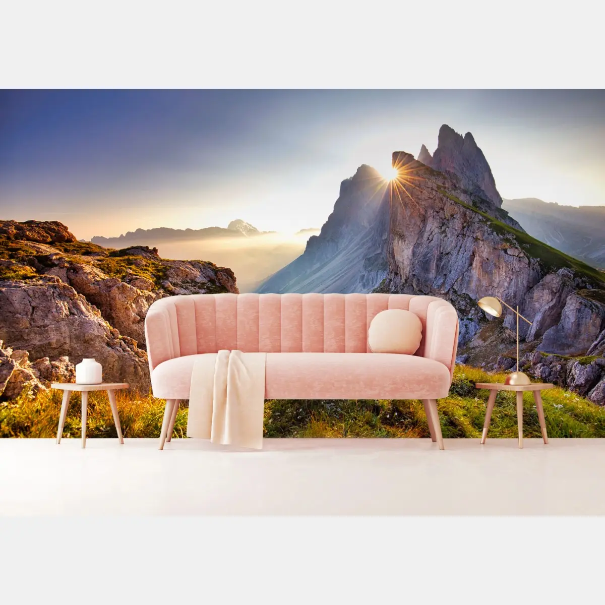 Fototapete sonnenaufgang über Seceda, Dolomiten – Pixers®
