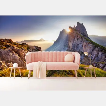 Fototapete sonnenaufgang über Seceda, Dolomiten – Pixers®