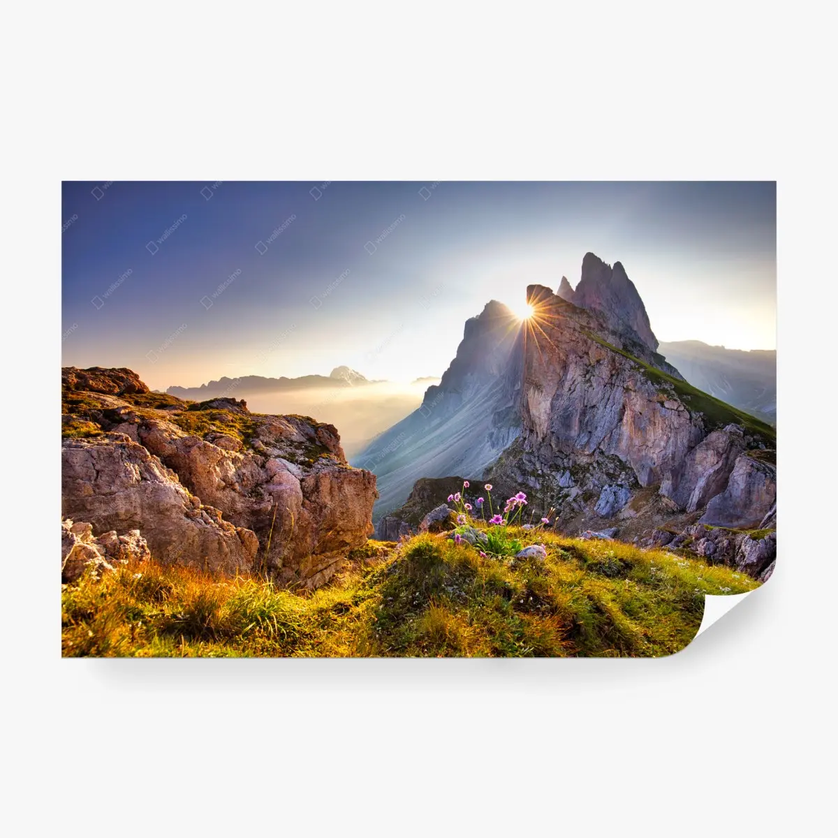 Fototapete sonnenaufgang über Seceda, Dolomiten – Pixers®