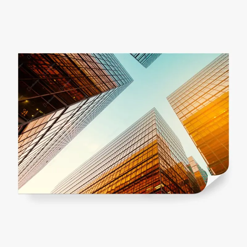 Fototapete goldene glastürme stadtansicht