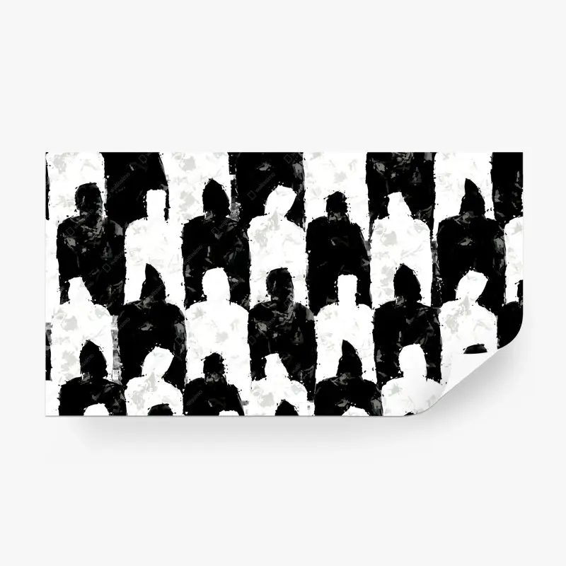 Fototapete monochrome wand aus anonymen figuren