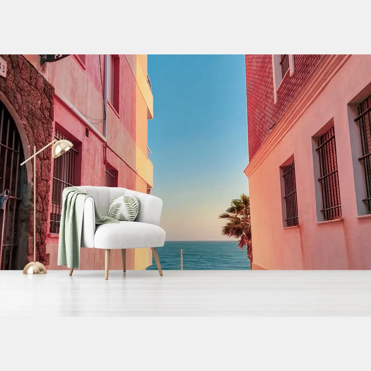Fototapete sonnige gasse zum meer – Pixers®