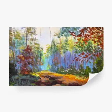 Fototapete sonniger herbstwaldweg im impressionismus – Pixers®