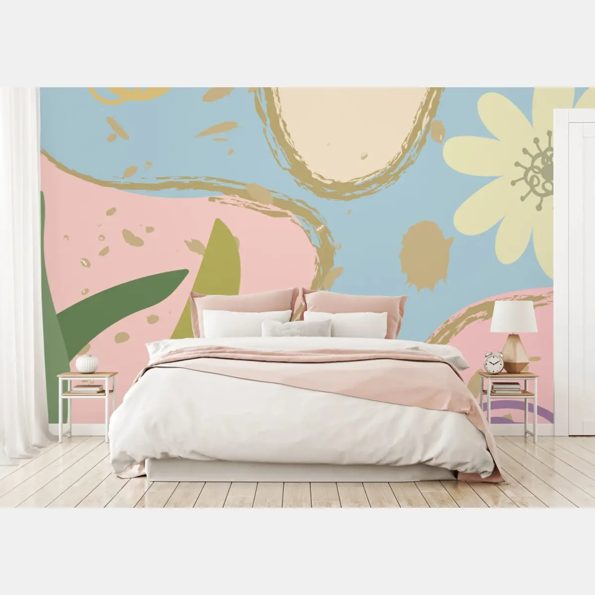 Fototapete pastellblumen abstrakte komposition – Pixers®