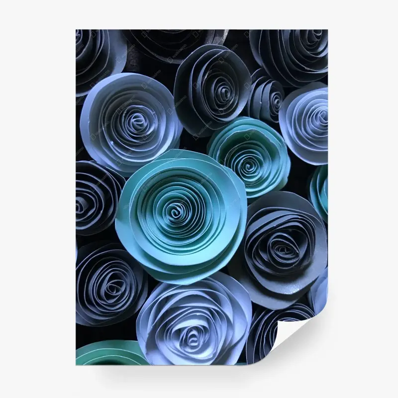 Fototapete türkise papierrosen wanddekoration