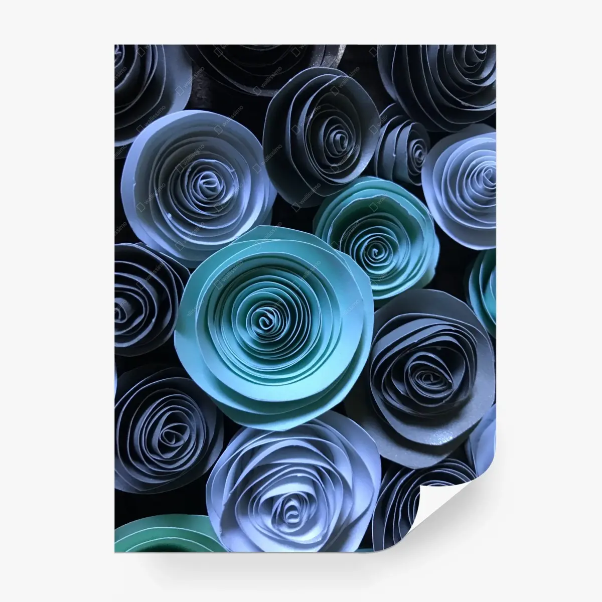 Fototapete türkise papierrosen wanddekoration – Pixers®