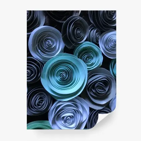 Fototapete türkise papierrosen wanddekoration – Pixers®