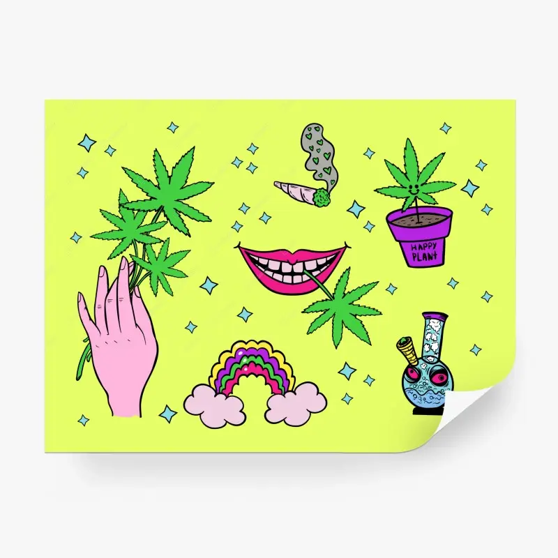 Fototapete neon cannabis pop-art-collage