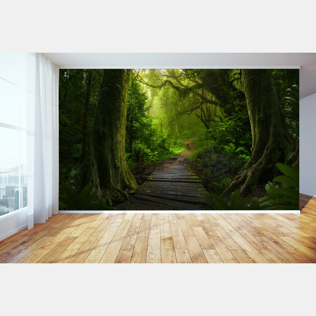Fototapete smaragdgrüner waldpfad – Pixers®