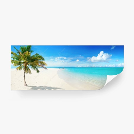 Fototapete tropische palme am türkisfarbenen strand – Pixers®