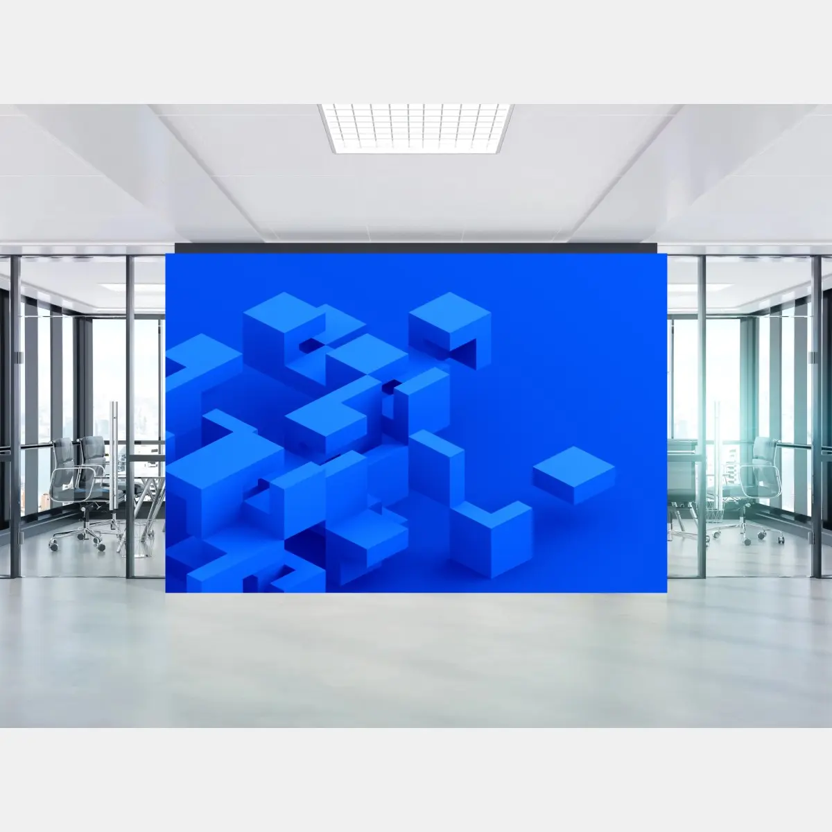 Fototapete moderne blaue 3d würfelkomposition – Pixers®