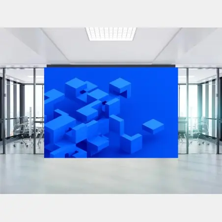 Fototapete moderne blaue 3d würfelkomposition – Pixers®