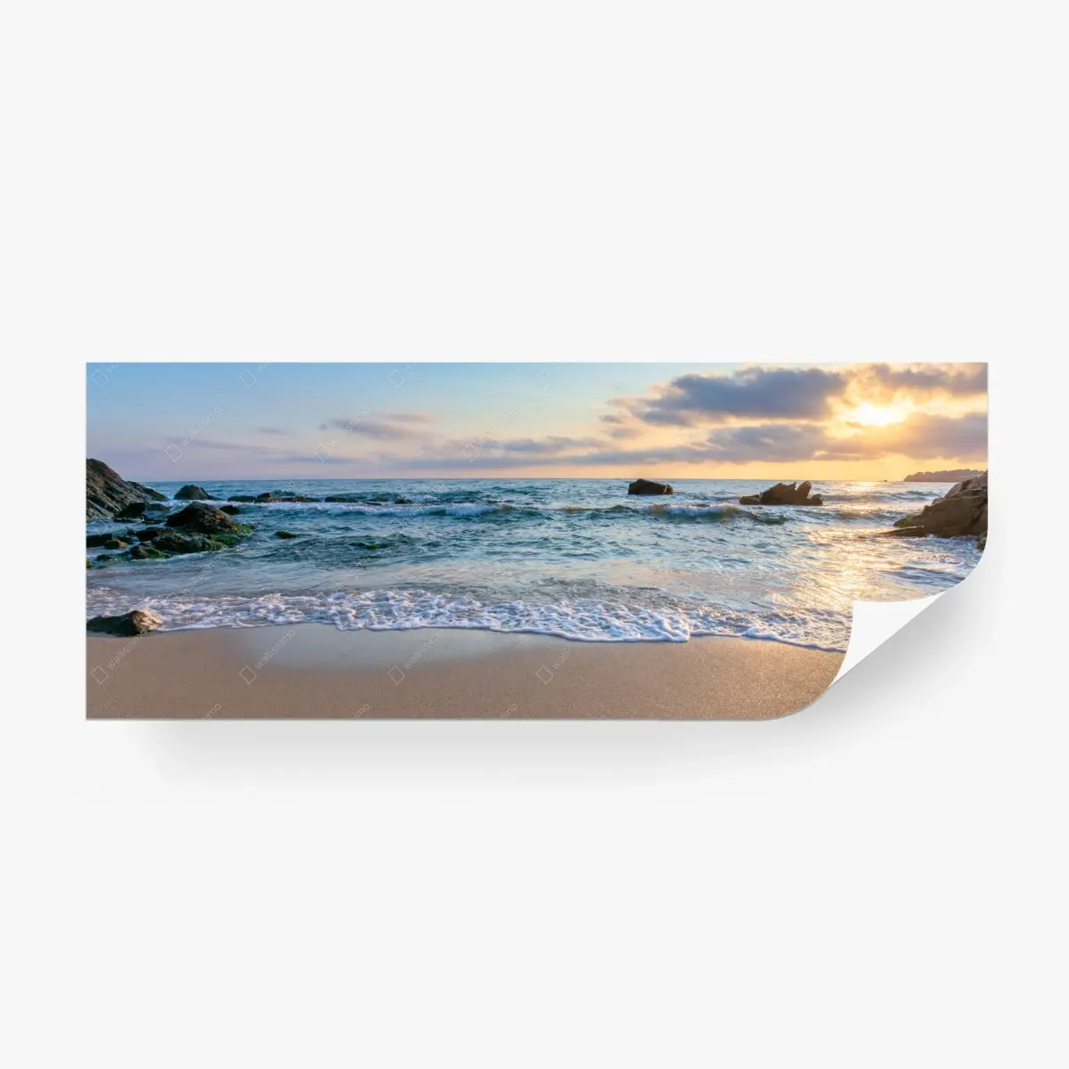 Fototapete sonnenaufgang über ruhigem strand – Pixers®