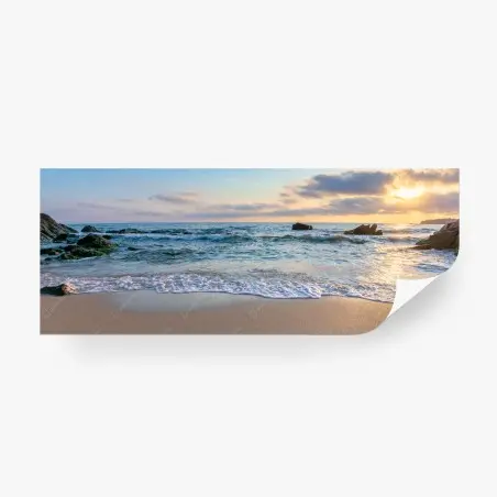Fototapete sonnenaufgang über ruhigem strand – Pixers®