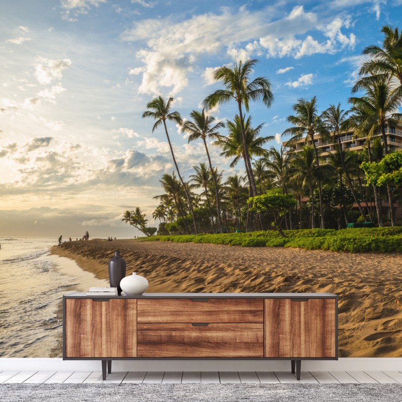 Fototapete Kaanapali strand bei sonnenuntergang auf Maui
