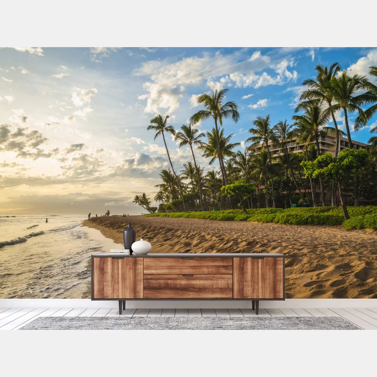 Fototapete Kaanapali strand bei sonnenuntergang auf Maui – Pixers®