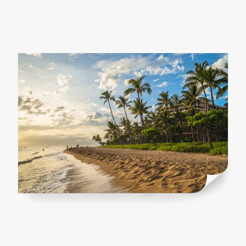 Fototapete Kaanapali strand bei sonnenuntergang auf Maui