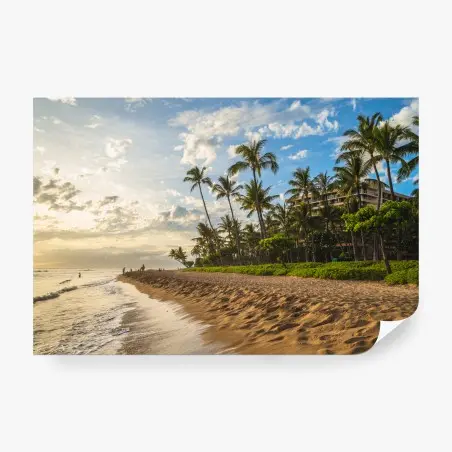 Fototapete Kaanapali strand bei sonnenuntergang auf Maui – Pixers®