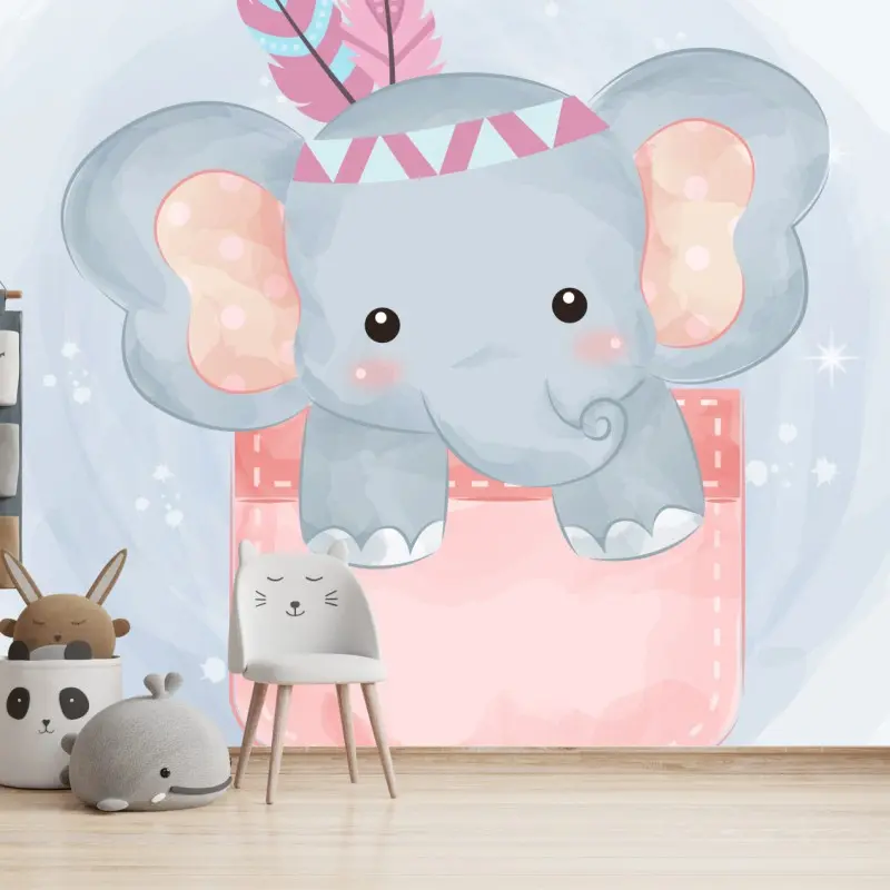Fototapete süßer elefant in tasche aquarell