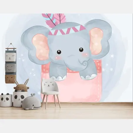 Fototapete süßer elefant in tasche aquarell – Pixers®