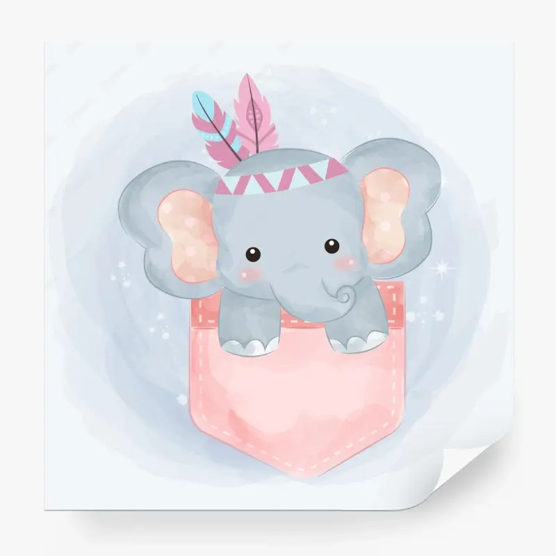 Fototapete süßer elefant in tasche aquarell