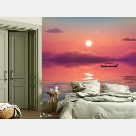 Fototapete sanfter pastellsonnenuntergang über dem meer – Pixers®