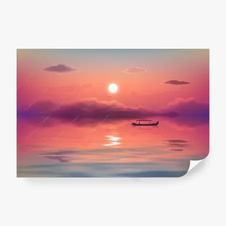 Fototapete sanfter pastellsonnenuntergang über dem meer – Pixers®