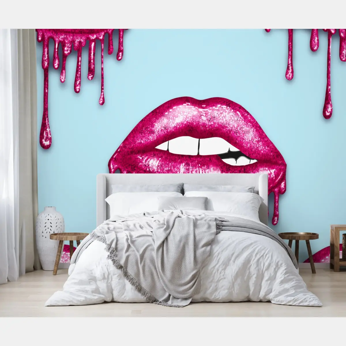 Fototapete glitzernde tropfende lippen im pop-art-stil – Pixers®