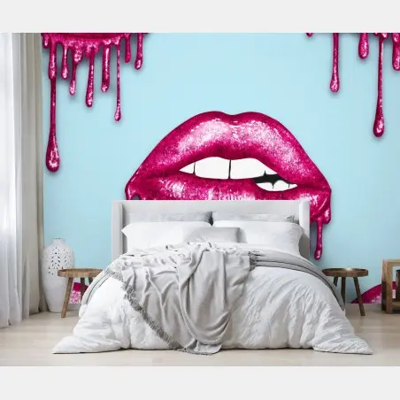 Fototapete glitzernde tropfende lippen im pop-art-stil – Pixers®